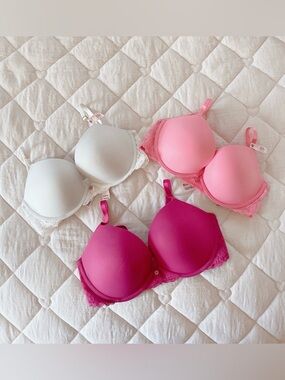 𝜗𝜚 victoria’s secret dream angels lace trim push up bra set